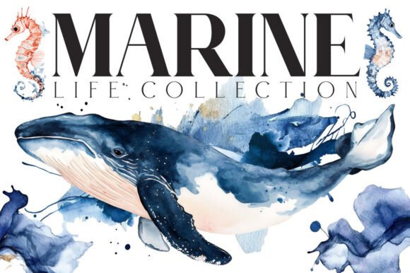 Bring the Ocean to Your Canvas with Marine Life Watercolor Elements