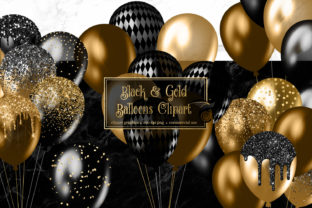 Celebrate in Style with Black and Gold Balloons Clipart