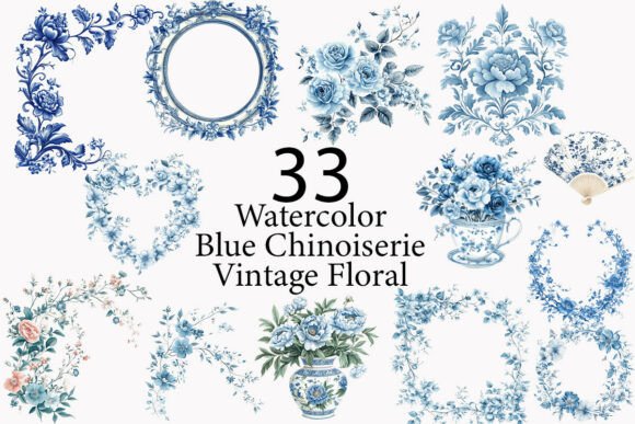 Elegant Blue Chinoiserie Florals for Timeless Design