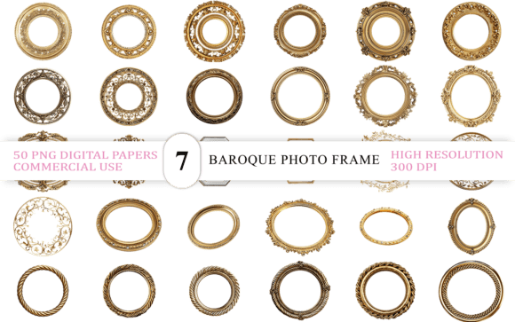 Elevate Your Brand with Elegant Round Gold Border Photo Frames