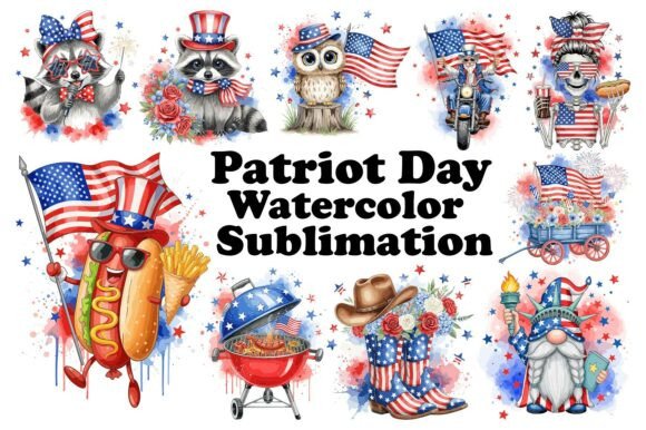 Patriot Day Watercolor Sublimation Set: Designs for a Festive Celebration