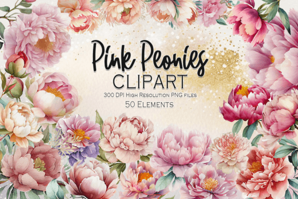 Pink Peonies Clipart: 50 Floral Assets for Every Creator
