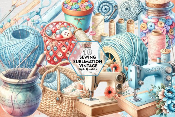 Sublimated Vintage Sewing Clipart: Nostalgic Design for Modern Projects