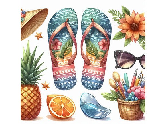 Summer Style: Using Flip-Flop Watercolor Clipart in Your Designs