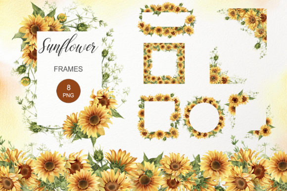 Sunflower Frame: A Hand-Drawn Set for Your Most Joyful Designs