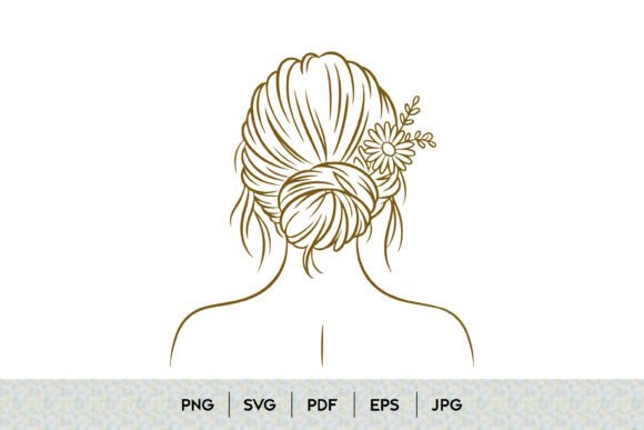 The Minimalist Allure of Floral Bun Hairstyle Line Art