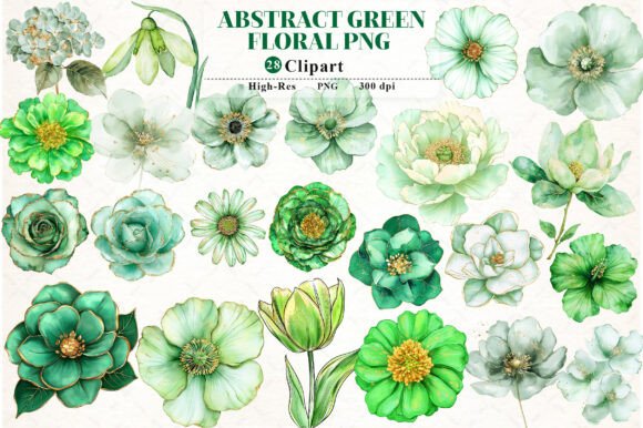 Timeless Botanicals: Styling with Abstract Green Watercolor Clipart