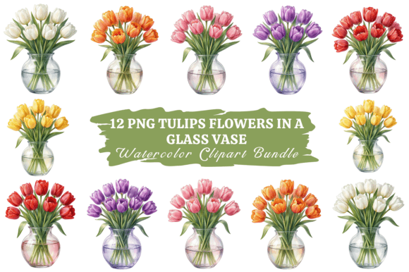 Tulips Watercolor Clipart Bundle #26: Floral Elegance for Every Project