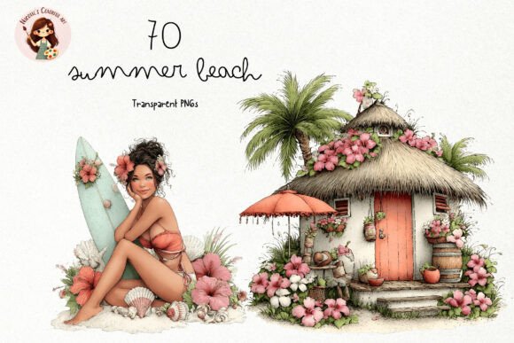Watercolor Tropical Beach PNG Clipart: A Summer Design Essential