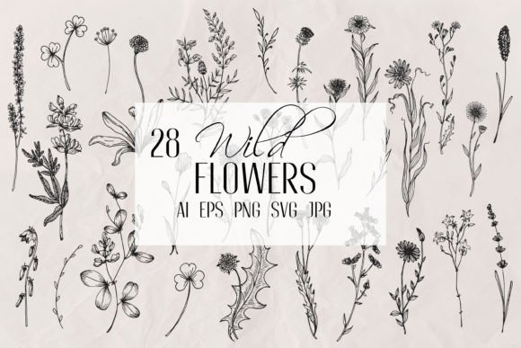 Wildflowers Line Art Vector: Effortless Botanical Design